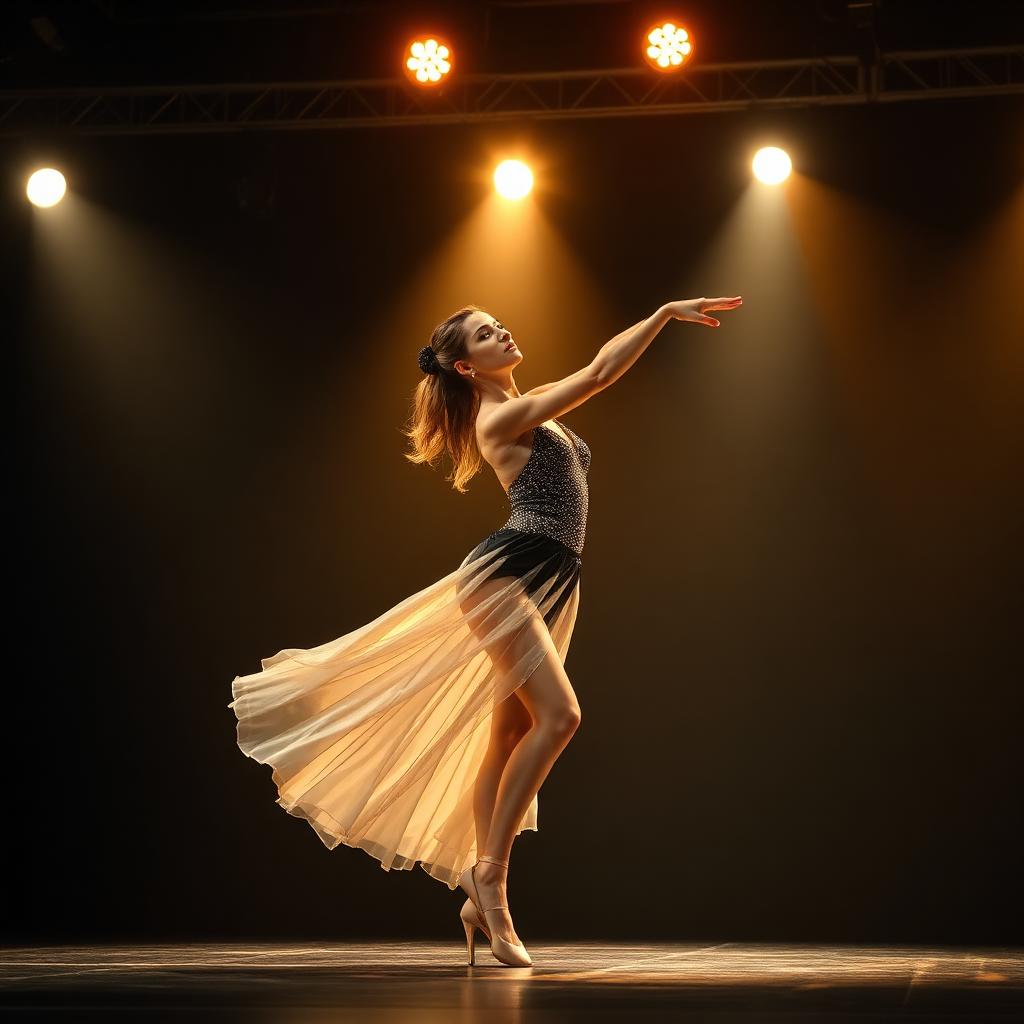 Amy performing professionally on stage